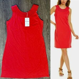 NWT Tommy Bahama Dress Pearl Embroidered Shift Dress 
Red cherry  Size S Small